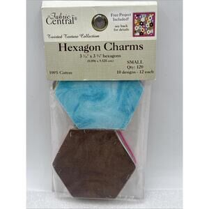 Fabric Central Hexagon Cotton Charms Flower Power Quilt Project Included 120pc